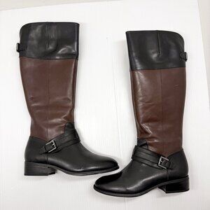 Lauren Ralph Lauren Jakayla Riding Boots Black Brown Leather Knee High 6B